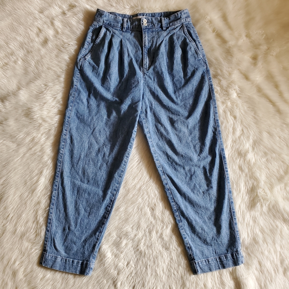 Madewell Pleated Taper Wide Leg Jeans Size 4 - Picture 3 of 11
